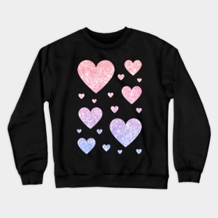 Pastel Pink and Purple Ombre Faux Glitter Hearts Crewneck Sweatshirt